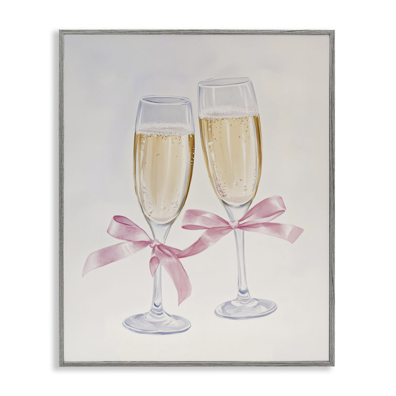 Giclée encadrée de verres à champagne Chic Bow, design par Arlington Prints, H 14 po x l 11 po, Estampe numérique Farmhouse