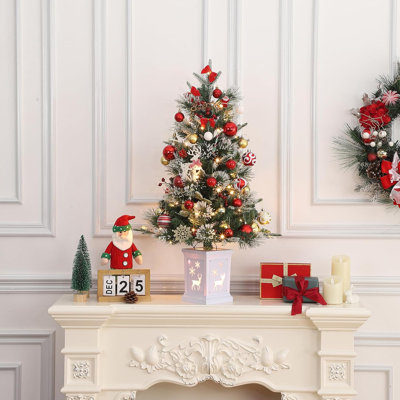 3 Ft Pre-Lit Christmas Tree, Christmas Tree With 78 Led Lights, Battery-Powered, Artificial Tree With Illuminated Base, Indoor/Outdoor Holiday Decor For Home, Yard, And Office