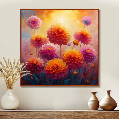 Décoration de dahlia orange orange rose coucher de soleil sur le terrain I - Dahlia