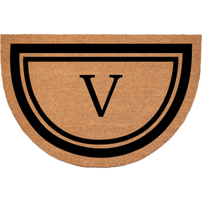Half Circle Black Border 24 x 36 Monogram Doormat