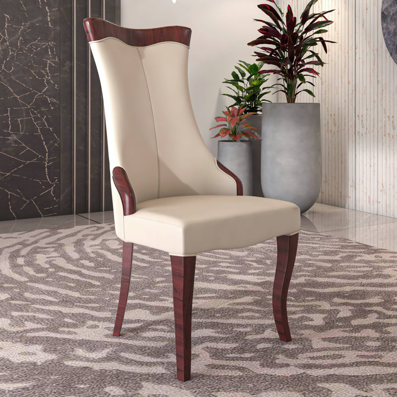Miramar Upholstered Dining Chair With Rubberwood Legs And High-Back Design, 1, Light Taupe