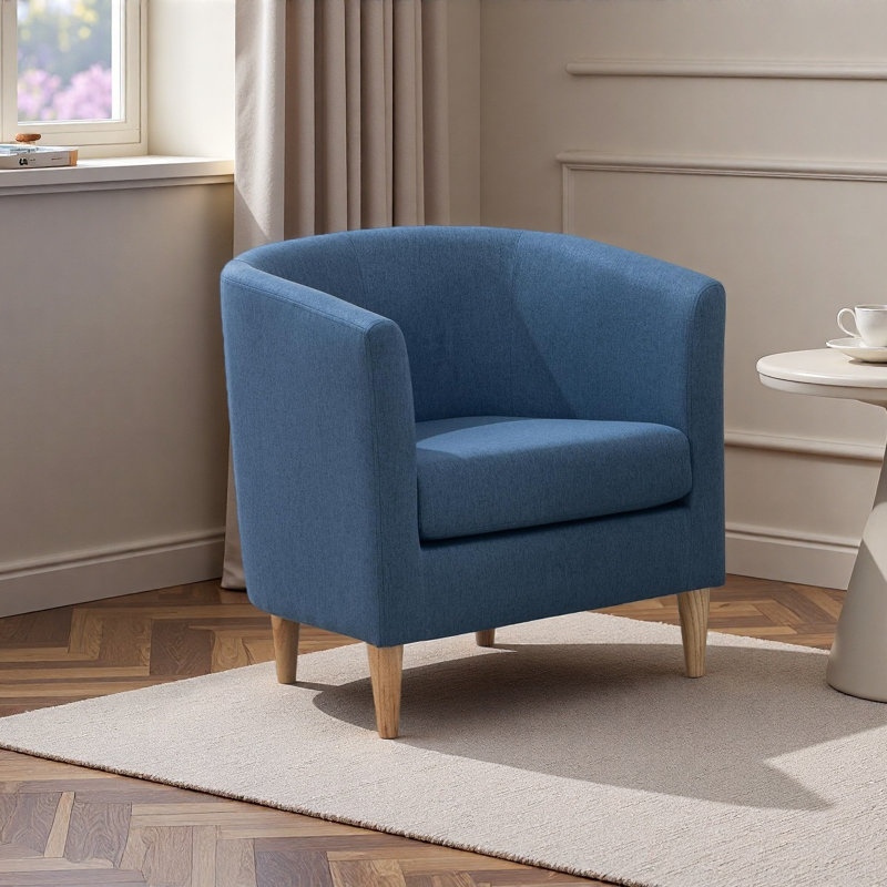 Meleri Barrel Accent Chairs with Wood Leg, 26.7 Wide Modern Comfy Living Room Chairs with Armrest Small Reading Chair with Cozy Soft Padded for Bedroom Reception Room