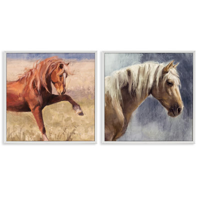  «Rustic Stallions Portraits», ensemble de 2 estampes numériques par Nina Blue
