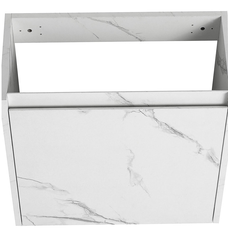 Coiffeuse murale flottante 20 po avec lavabo en résine et portes d'armoire à fermeture en douceur, Blanc