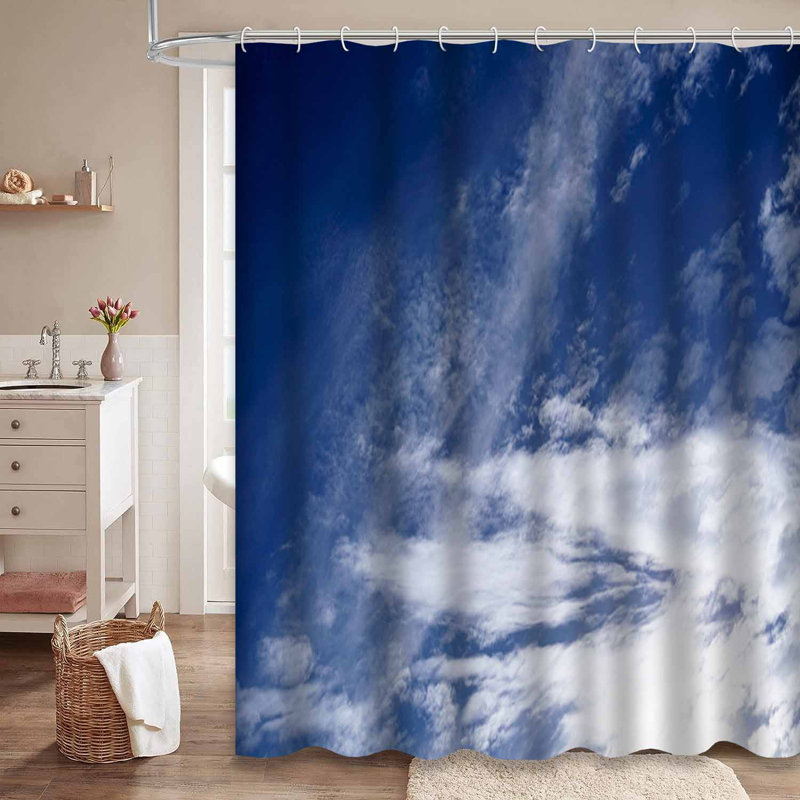 Rideau de douche dramatique bleu ciel avec 12 crochets, L 72 po x l 78 po