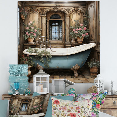 Elegant Floral Bathroom Harmony - Nursery Teddy Bear's Metal Wall Art