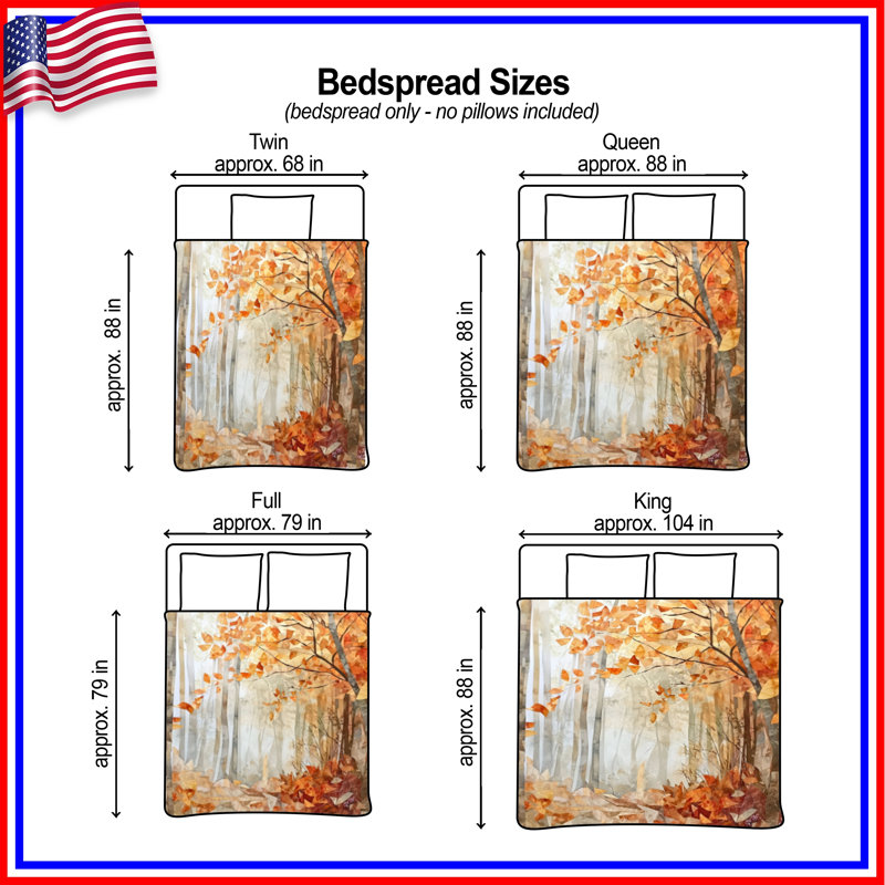 Autumn Forest Scene Bedding Leaves Bedspread Nature, Twin