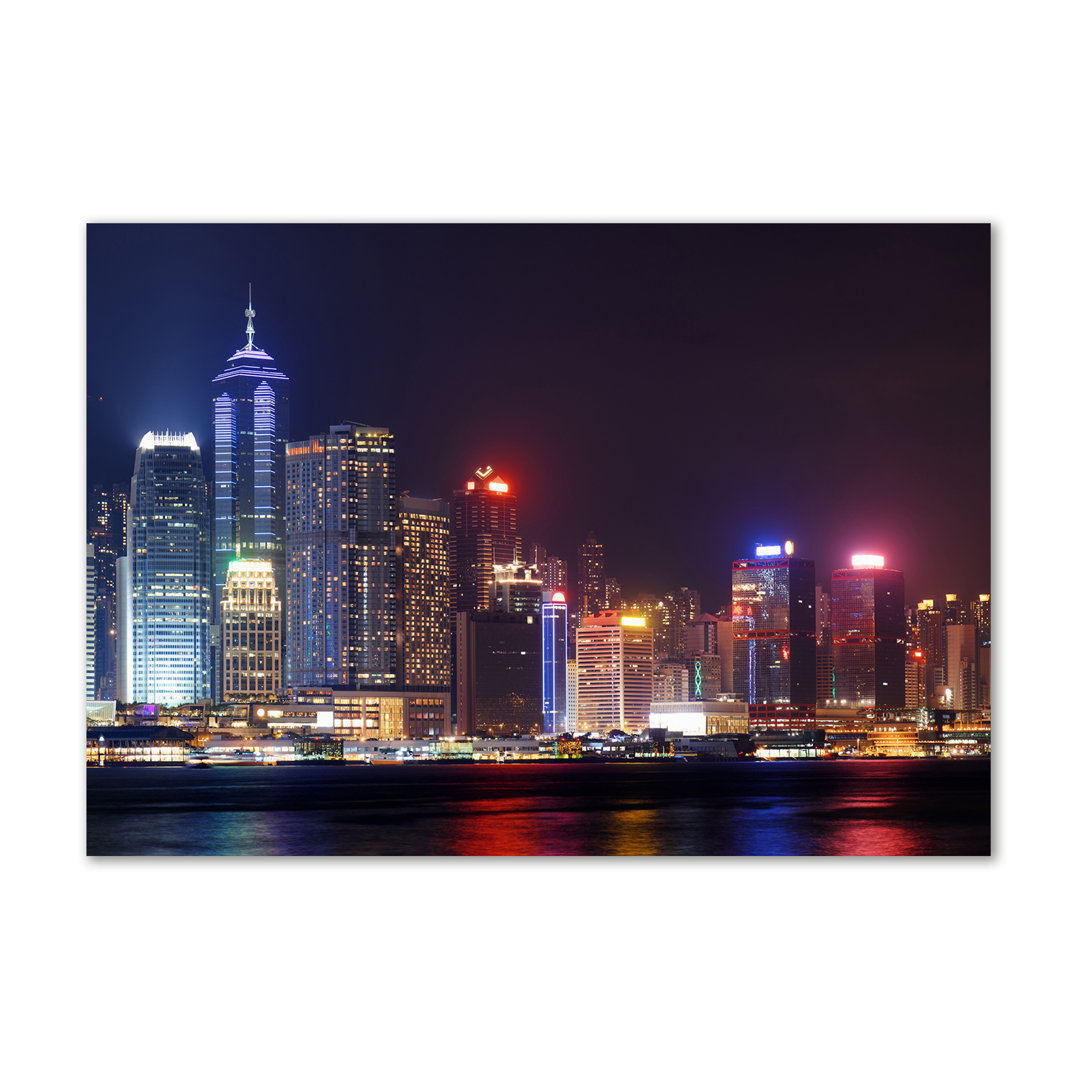 Hong Kong By Night - Wrapped Canvas Print