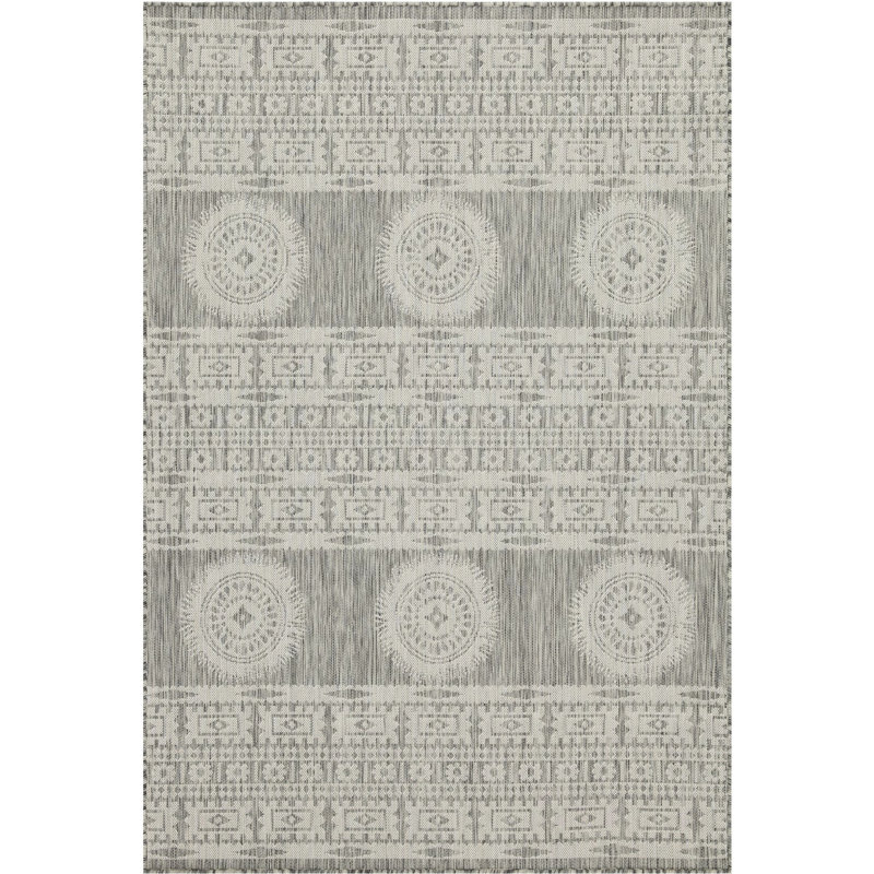 Tapis d'intérieur / extérieur argenté en polypropylène 2 pi 7 po x 7 pi 3 po Sunshine Gchar2024 7 po 3, facile à entretenir