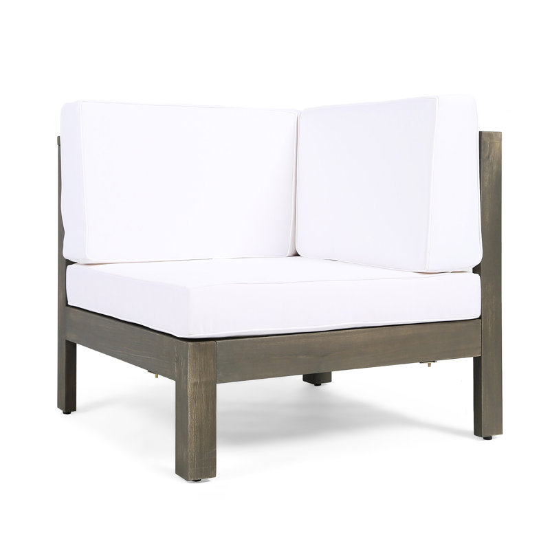 Fauteuil d'angle blanc avec structure en bois, coussin avec coussin de résistance aux liquides, blanc, coussin d'eau, 29,45 po x P 29,45 po, H 26,35 po