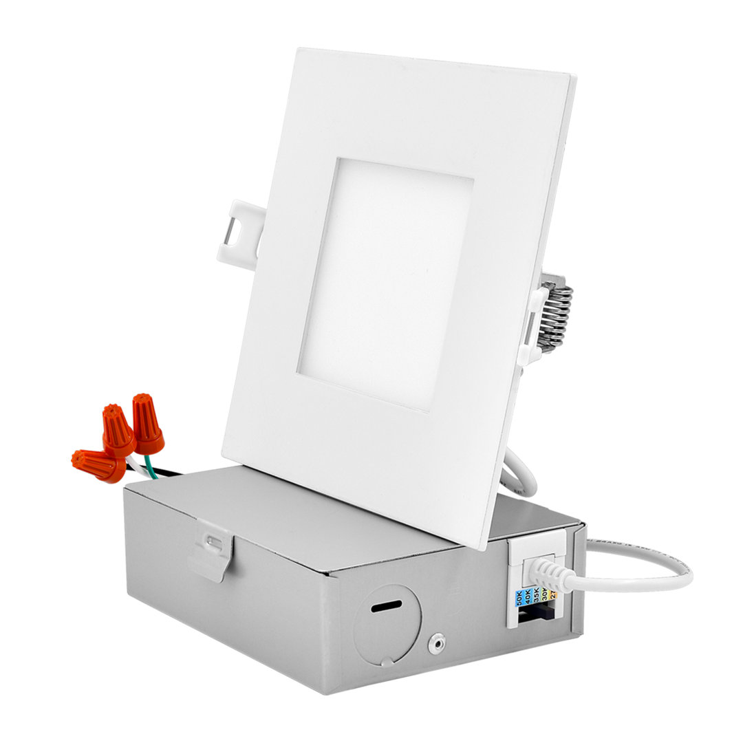 4'' Selectable Color Temperature Dimmable Air-Tight IC Rated LED Canless Recessed Lighting Kit (Set of 4) Luxrite