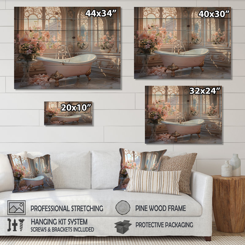 «Bathroom Bathroom Ethereal Glow III», reproduction sur bois sans cadre, H 24 po x l 32 po x P 0,78 po