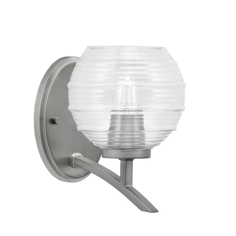 Applique murale lumineuse en verre strié de 6 po Kurve, Argent, Clair