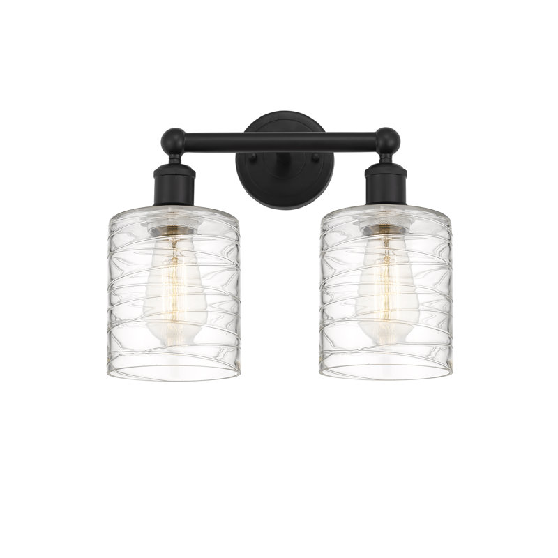 Éclairage pour meuble-lavabo 2 lumières 14 pouces Karon, Noir mat, Déco tourbillon