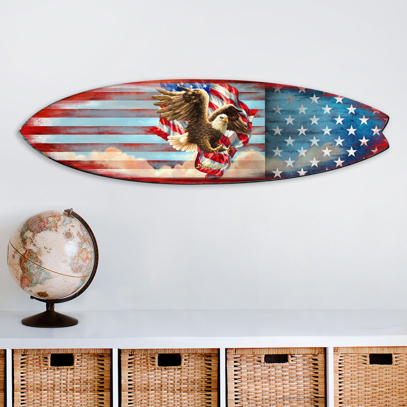 Panneau de porte patriotique de planche de surf américain Diminutive