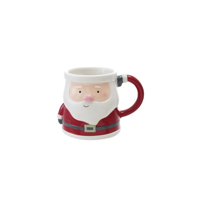 12-Ounce Hand-Painted Ceramic Santa Shaped Mug