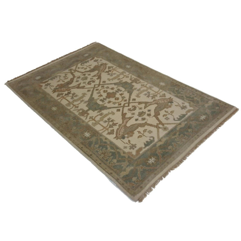 Isabelline Hand Made Traditional All Over Indo Oushak Rug - 4'0'' X 6'0''