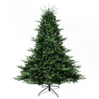 Arbre de Noël pleine forme de 8 pi avec 2673 pointes - aiguilles mixtes en PVC, base large pour les grands espaces, structure à charnières pour une installation facile, support en métal pour un soutien solide