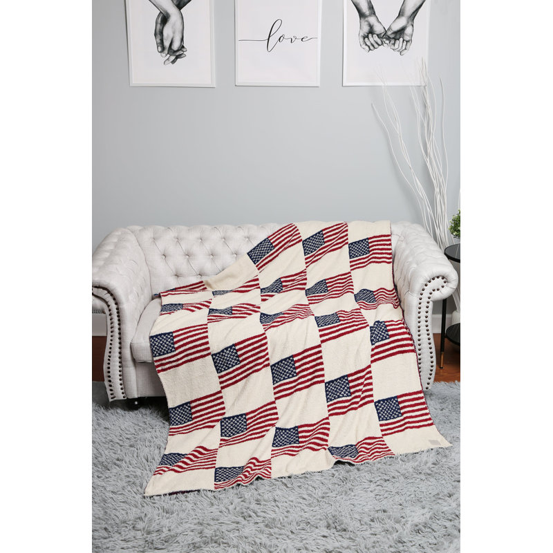 Jeté de luxe à motif de drapeau américain - Rouge / bleu marine