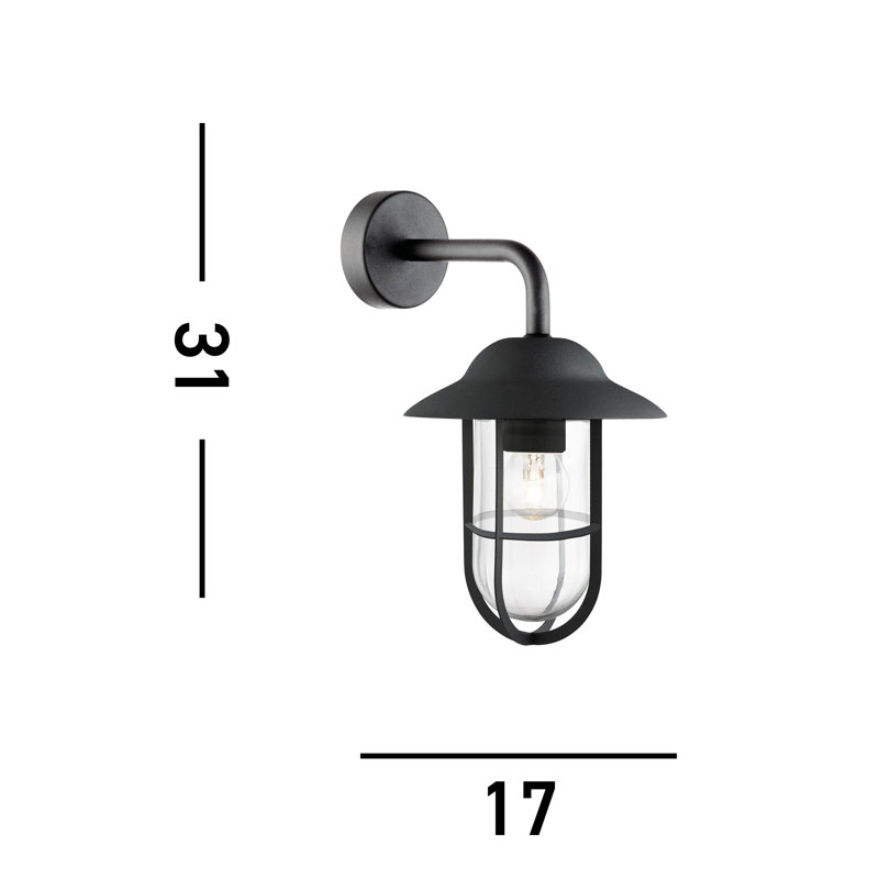 Henriet 31cm H Outdoor Barn Light, Black