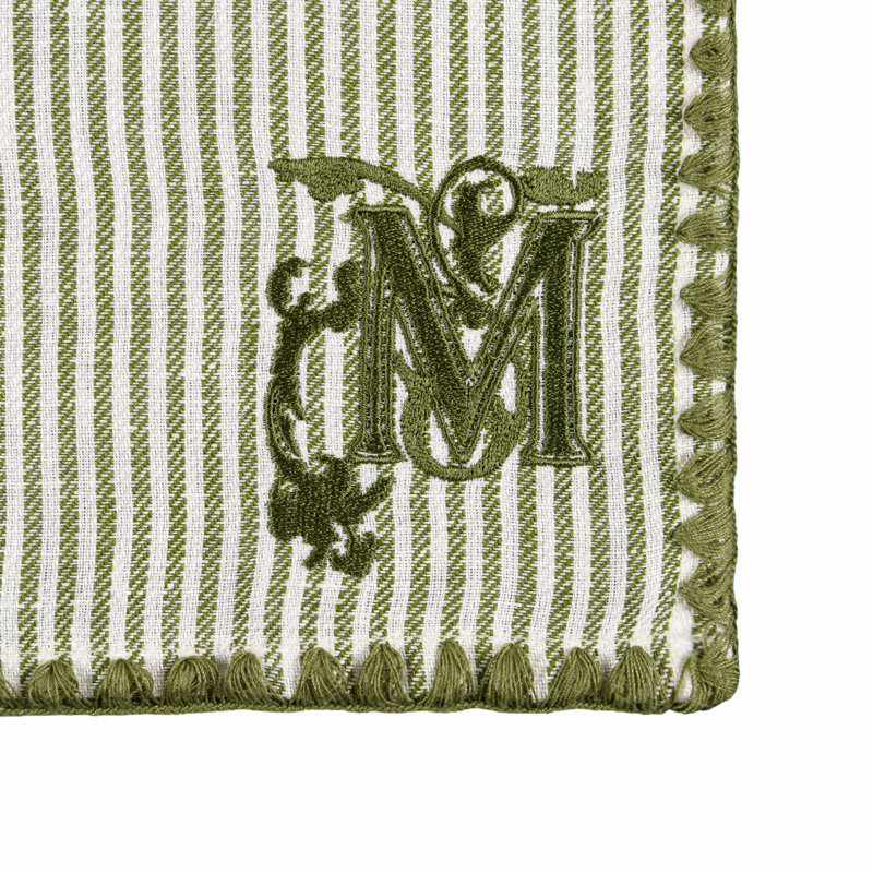 TWILL STRIPE GREEN Monogrammed Napkin Set