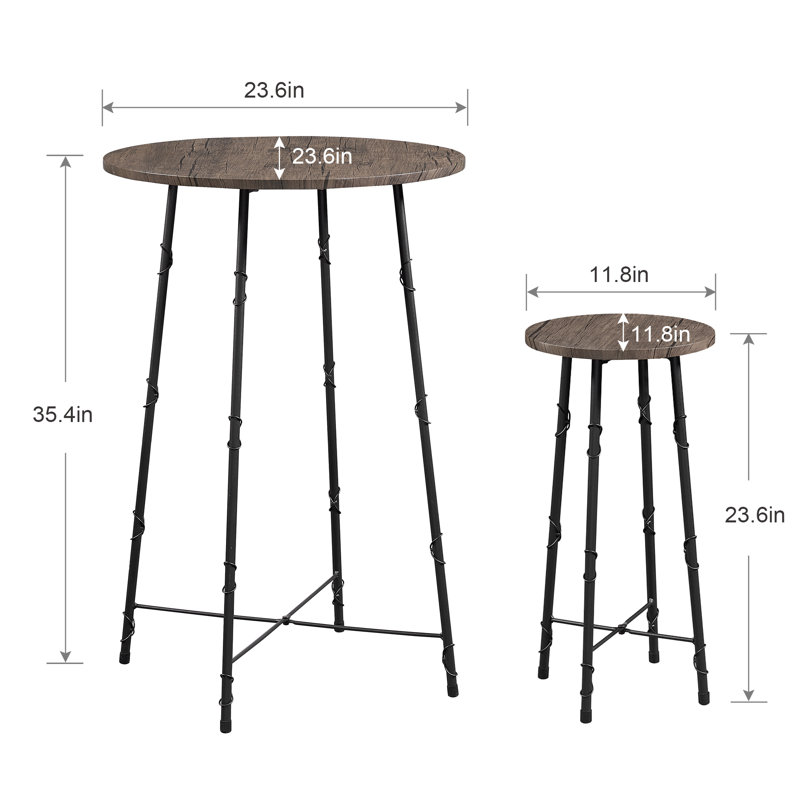 Fenwick 2 - Person Counter Height Dining Table Set Bar Table Set 3-Piece Round Bistro Set, Coffee