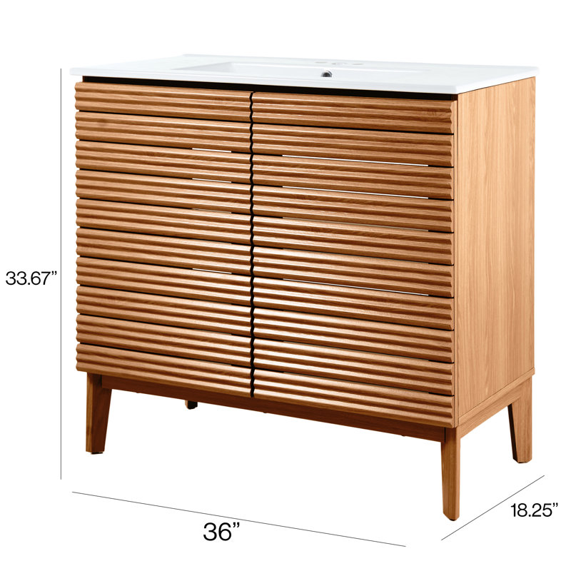 Ensemble de meuble-lavabo simple 36 po Calandre, Brun