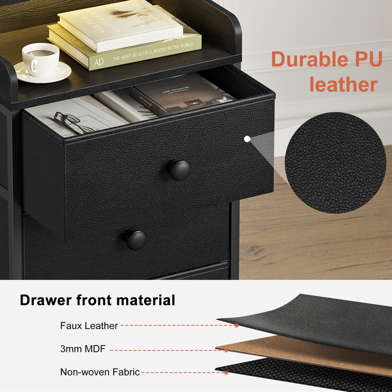 Sereena 3 Drawer Bedside Table, Black/Brown