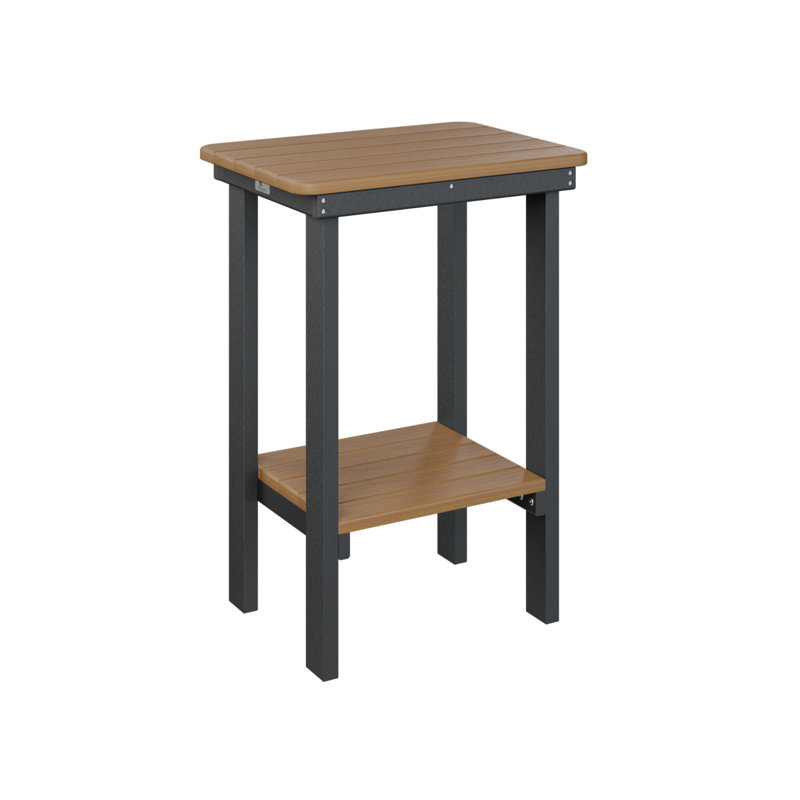 Berlin Gardens Rectangular End Counter Table, Black, Natural Teak