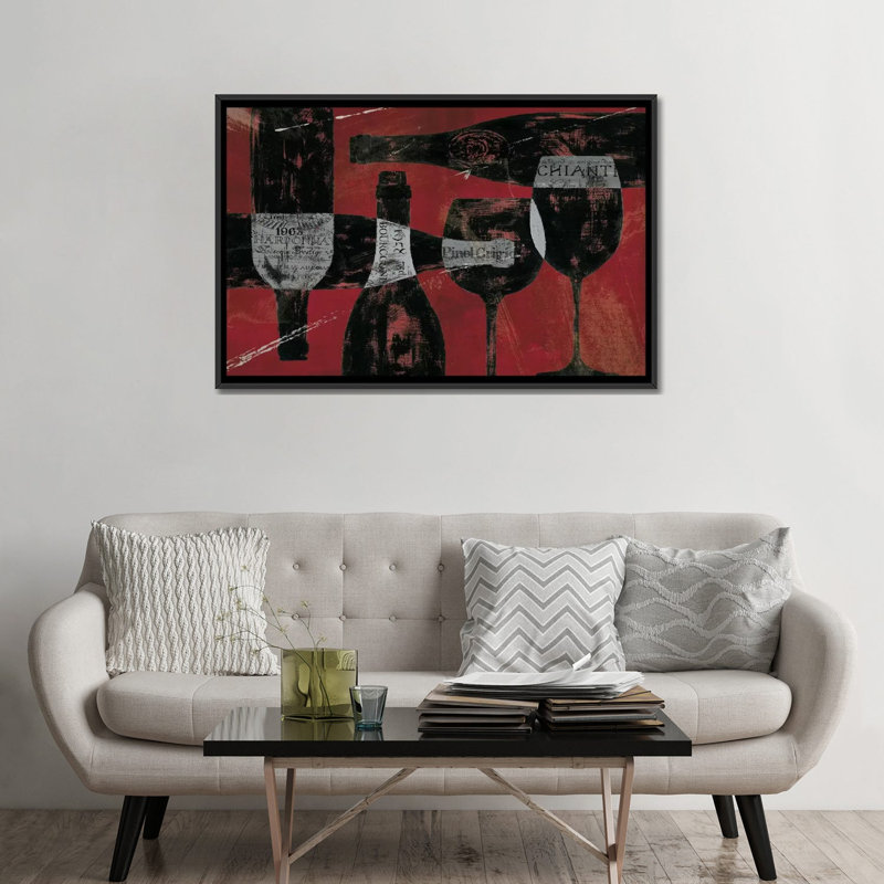 « wine selection », impression sur toile, H 32 po x l 48 po x P 1,5 po, Toile avec cadre noir, Pas de tapis