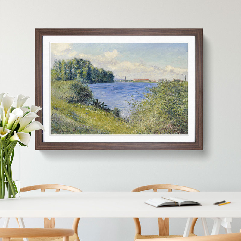 The Seine at Argenteuil by Gustave Caillebotte - Picture Frame Painting, Walnut Framed, 48cm H x 65cm W x 2cm D