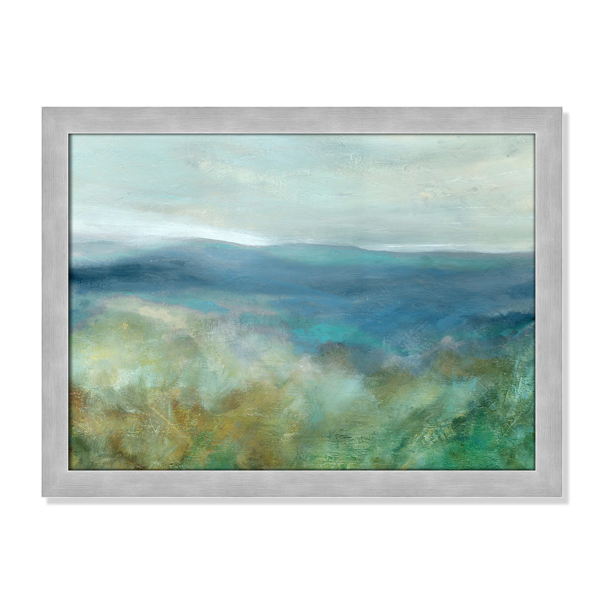 Blue Mountain Overlook - Picture Frame Painting Print, 18" H x 24" W x 1.12" D, Matte Silver Framed