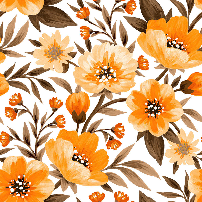 Peel & Stick Floral Tile, 2.08' W x 10.42' L