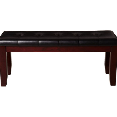 Bedroom Living Room Furniture Bench, Seat With Button Tufting, Tapered Wood Legs, Upholstery, Rectangular, Solid And , Brown Modern Bench Legs For Room, , , Cherry Finish