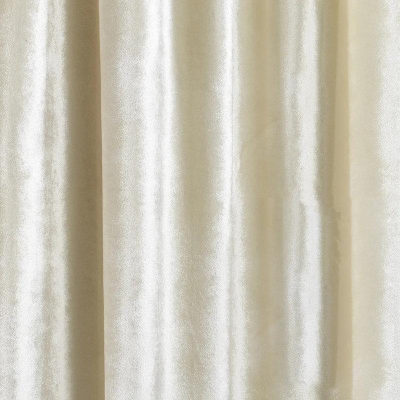 Rideau simple extra long et extra large en velours brillant de luxe, Crème, L 52 po x L 63 po