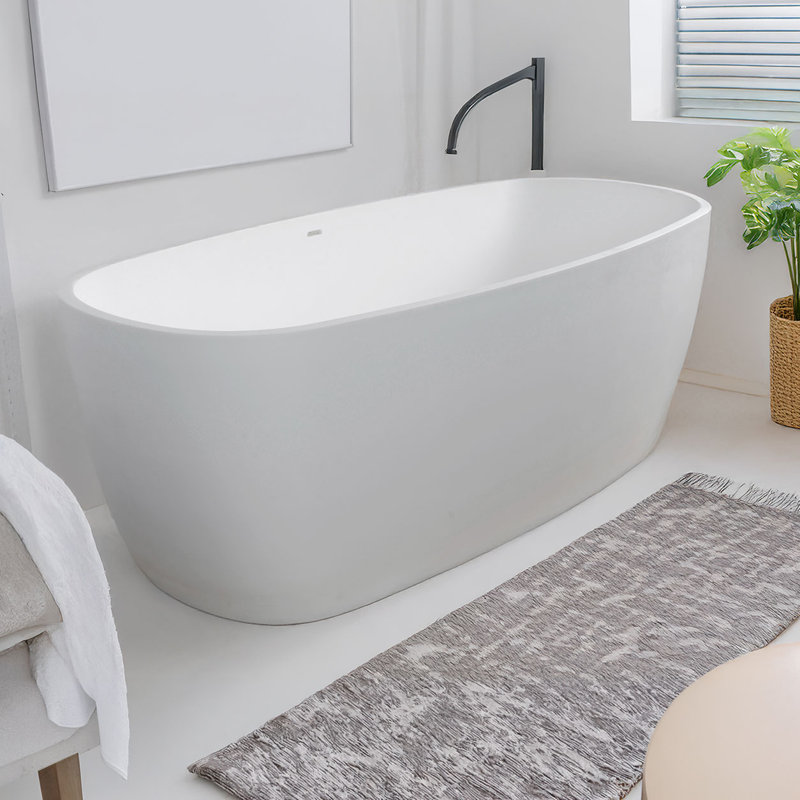 Baignoire de trempage autoportante 71 po. X 32 po. Lunar, Blanc mat