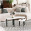 Table basse contemporaine rotative avec pieds en bois d'hévéa massif, table basse rotative à 360 degrés avec plateau en pierre frittée blanche de 6 mm pour le salon, la chambre à coucher, le balcon et le bureau personnel