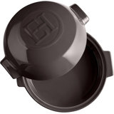 Emile Henry 0.6 Qt. Ceramic Cheese Baker Pot w Lid Baking Dish Bowl Round Charcoal