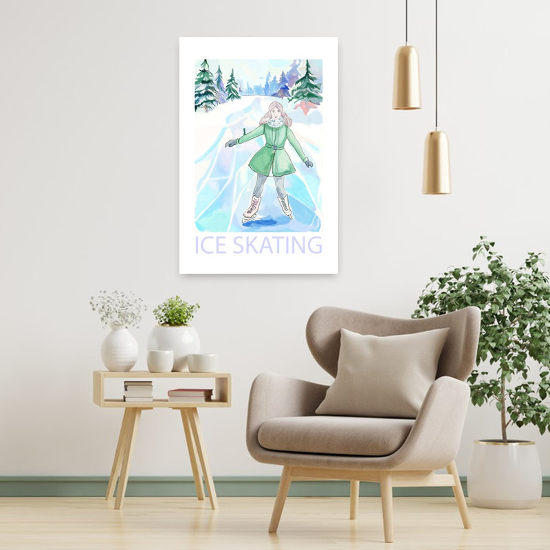 Winter Ice Skating Path Abstract Contemporary Forest Landscape Wall Art Print by Beate Tubach - Print, 91.44cm H x 60.96cm W