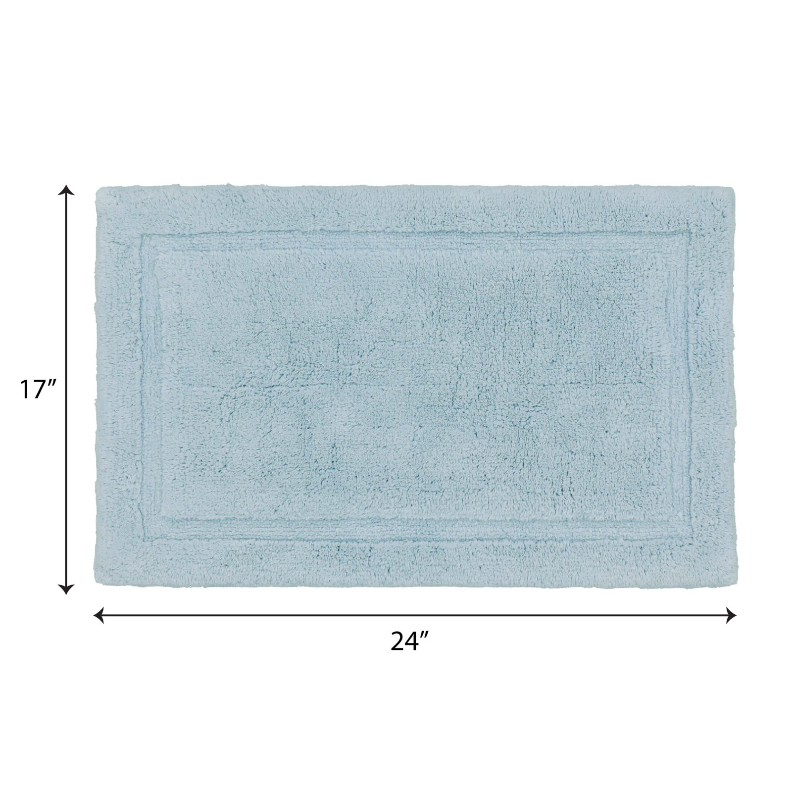 Plush Cotton Bath Mat, 17"W x 24"L, Pale Blue