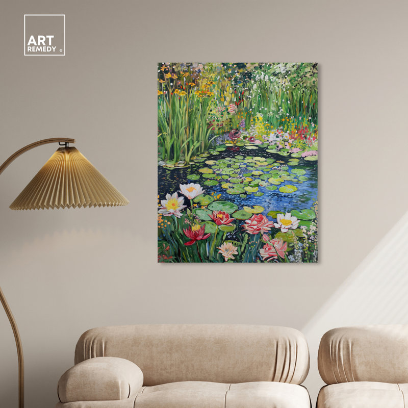 Étang impressionniste, Toile tendue, H 36 po x l 30 po