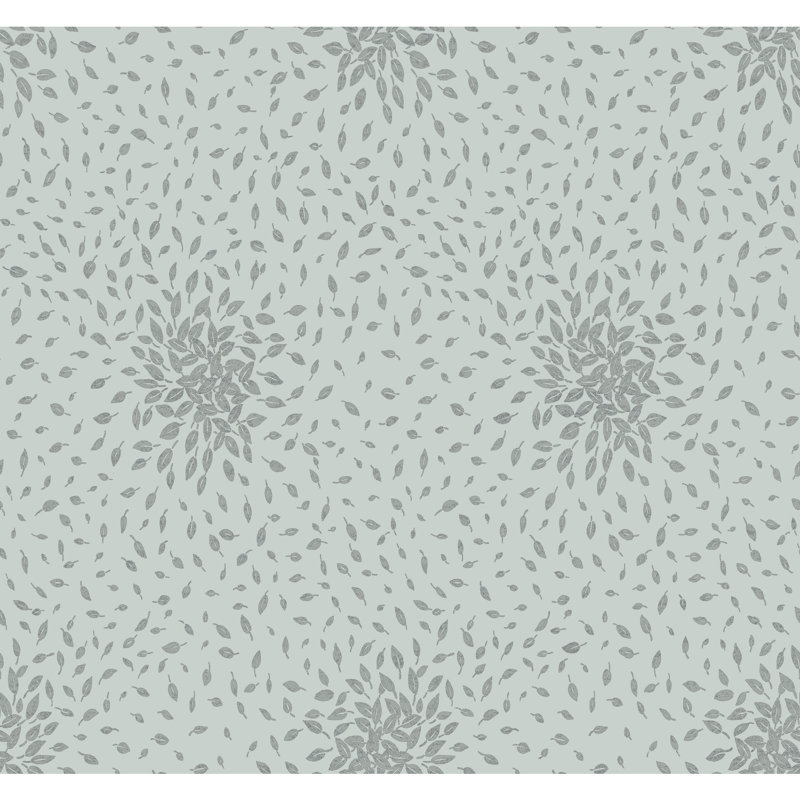 Petite Leaves Floral Metallic Wallpaper Roll, Spa/Silver