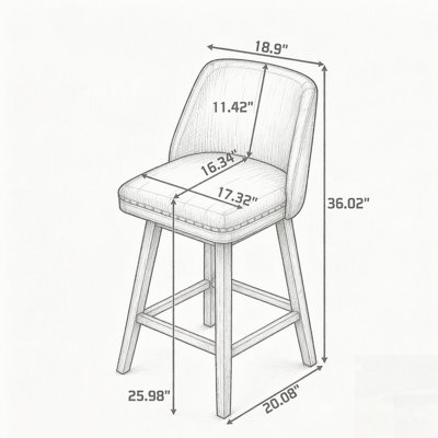 Tabourets de bar pivotants à 360 ° à hauteur de comptoir, chaises de bar rembourrées en lin minimalistes modernes pour îlot de cuisine, bar personnel, café et salle à manger