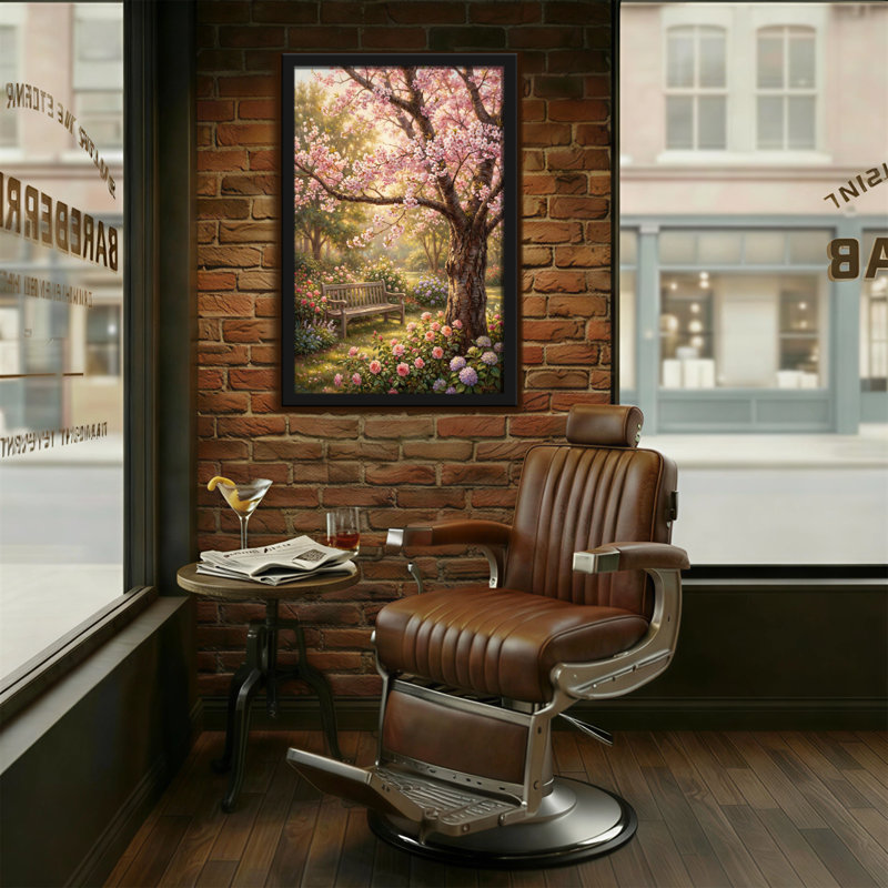 Plantes et fleurs, scène de printemps avec banc de jardin Cherry Blossom, H 18 po x l 12 po