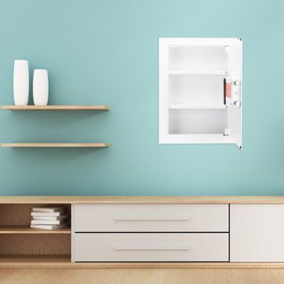 Biometric White Wall Safe With Feature - 120 Fingerprint Recognition, 2 Deadbolts, Solid Steel Construction For Sensitive Items Module, Construction, Adjustable Shelves