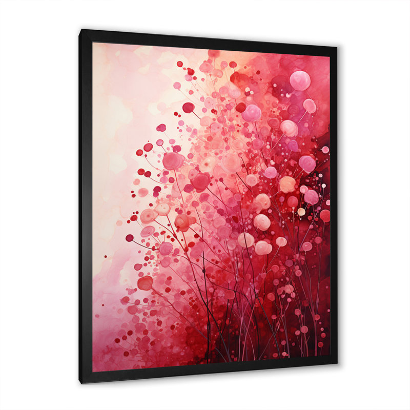 Crimson Reverie - Paysages abstraits, art mural, H 32 po x l 16 po x P 1 po, Cadre photo noir
