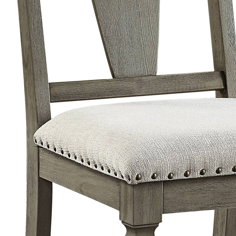 Chaises d'appoint rustiques (2 pièces) - Lin beige, teinte chêne vieilli Flair