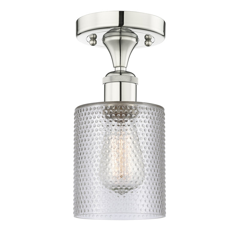 Vasilija Glass Semi Flush Mount, Seedy, Polished Nickel