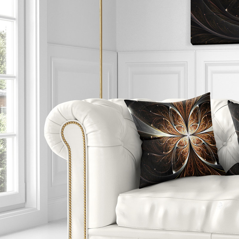 Coussin décoratif floral à fleurs fractales, 16 po x 1 po, Coussin décoratif