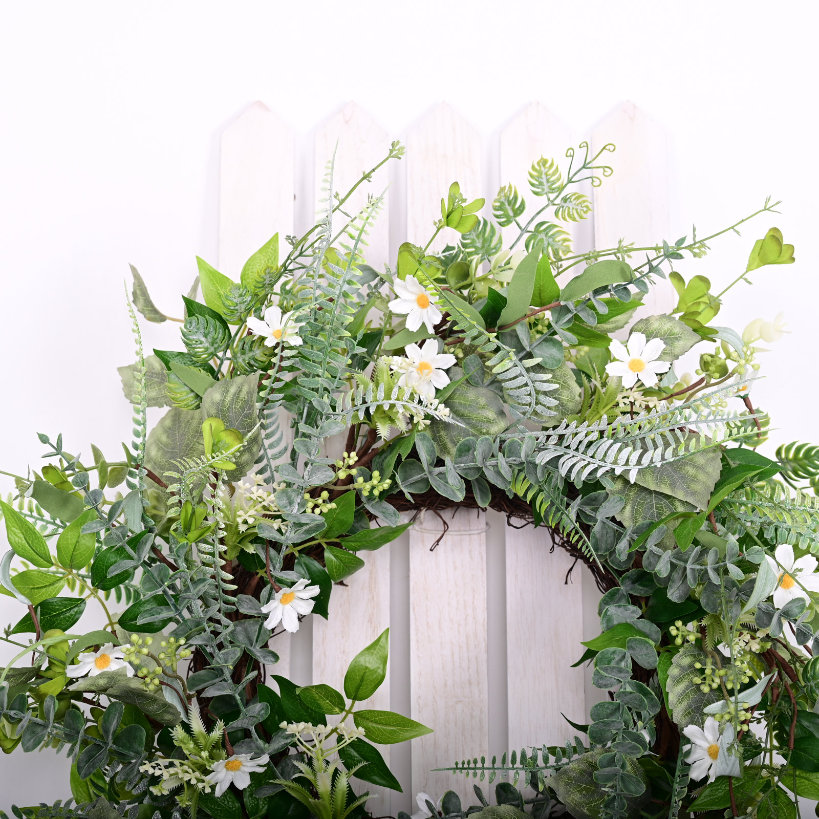24" Artificial Spring Summer Wildflower Berry Foliage Leaves Front Door Wreath Home Wedding Party Decor